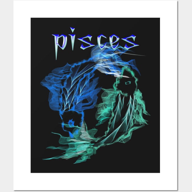 pisces fish astrology zodiac art design Wall Art by starchildsdesigns